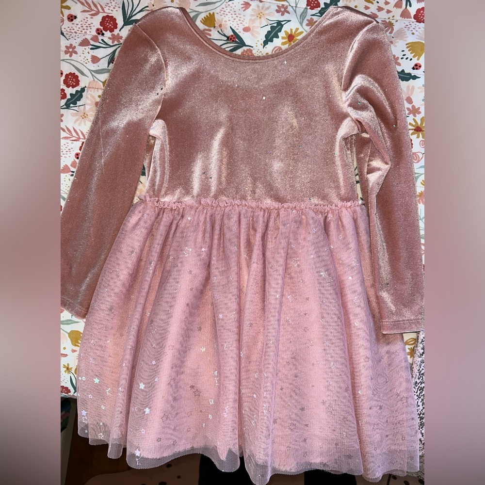 EUC Dusty Pink Dress, Velour &Tulle